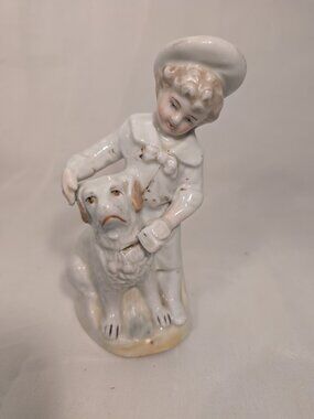 Lovely later Victorian Ceramic figure of Boy with his Dog